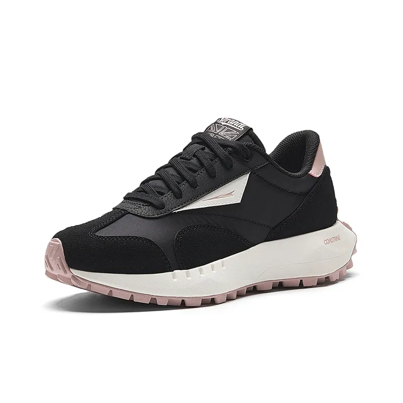Sprandi Coastline Series Cushioning Height Increasing Low-Top Casual Shoes Women's Black Pink-1