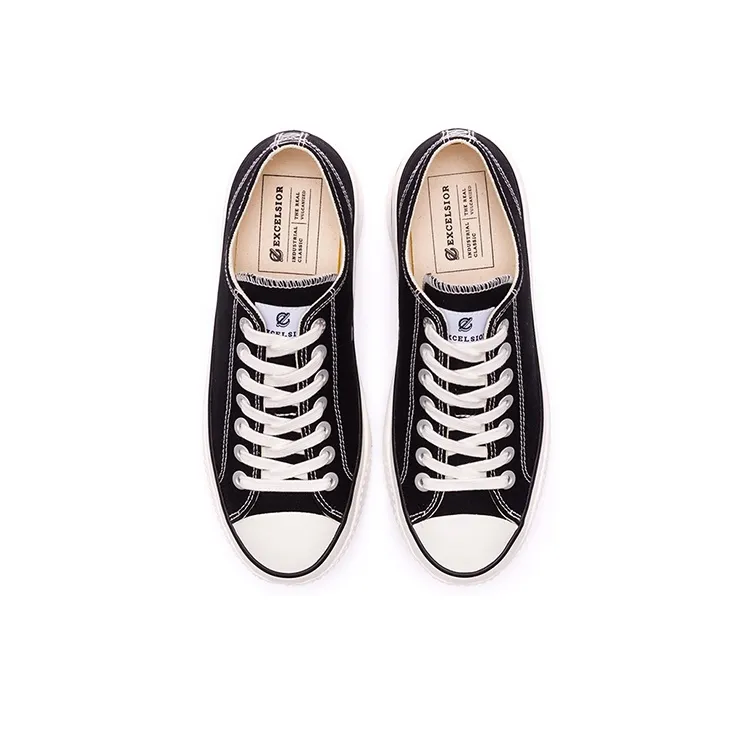 Excelsior Canvas Shoes Unisex Low Top Obsidian Black/White-3