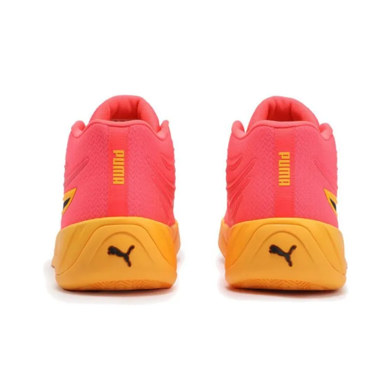 PUMA Cushioning Breathable Mid Top Basketball Shoes Unisex Red, Black, Yellow-4