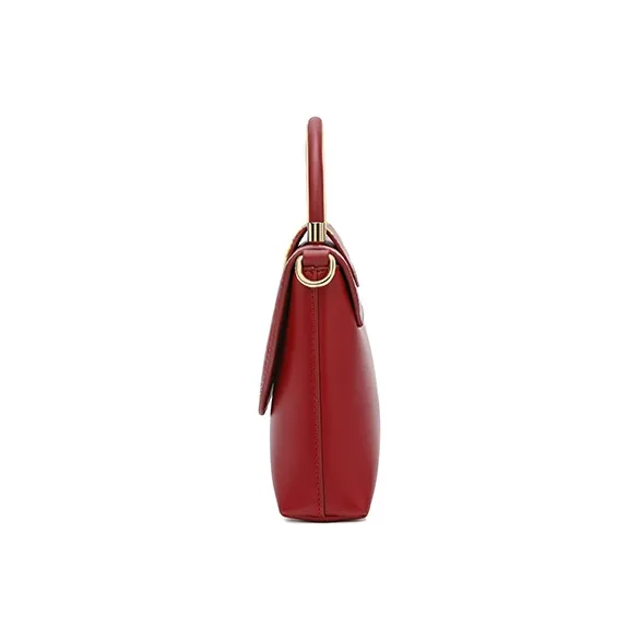 Ancient Yi Xi Cow Leather Premium Embroidery One Shoulder Handbag Mamianqun Bag Women's Rouge Red-3