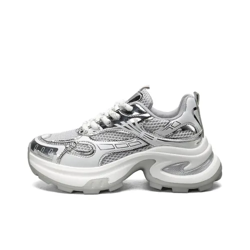 LISATANG Anti-Slip Wear-Resistant Breathable Support Height Increasing Low-Top Chunky Sneakers Women's