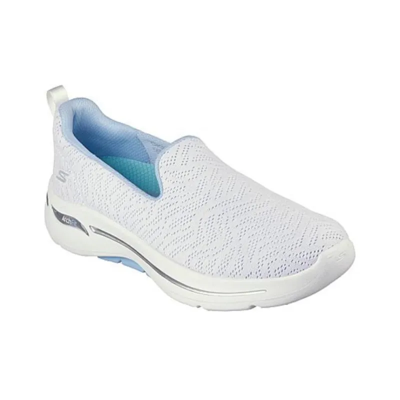 Skechers Cushioning, Wear Resistant Low Top Casual Shoes Women's White Blue-1