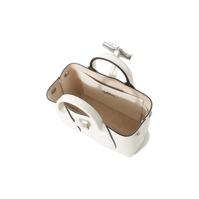 LONGCHAMP Cow Leather One Shoulder Handbags Women's Ivory White-4