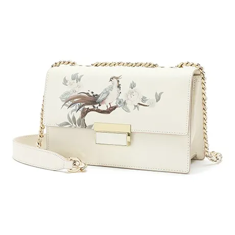 Ancient Yi Xi Cow Leather Chain Bag, Shoulder Bag Women's Tea Moon White-1