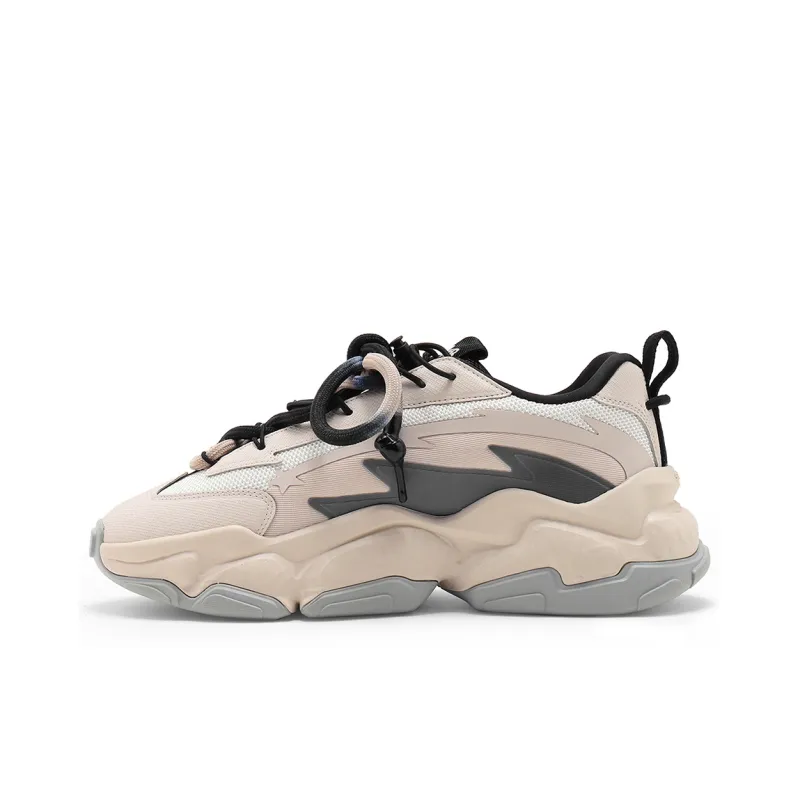 STARTER Rock Formation Series Slip Resistant Height Increasing Breathable Low Top Chunky Sneakers Men's Beige-1