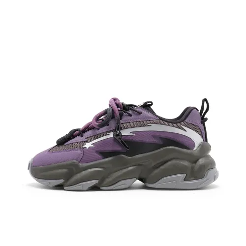 STARTER Rock Formation Series Chunky Sneakers Men Low-Top Black/Purple/Gray