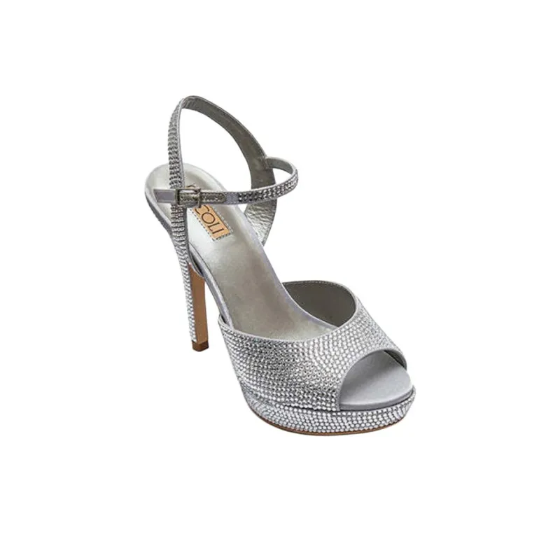 NICOLI Ursula Strap Sandals 12cm Women's Silver-2