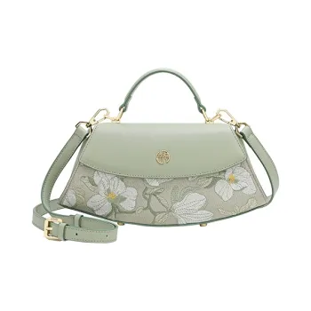 Ancient Yi Xi Cow Leather Fashion Cheongsam Portable Elegance Shoulder Bag, Crossbody Bag Women's Willow Bud Green