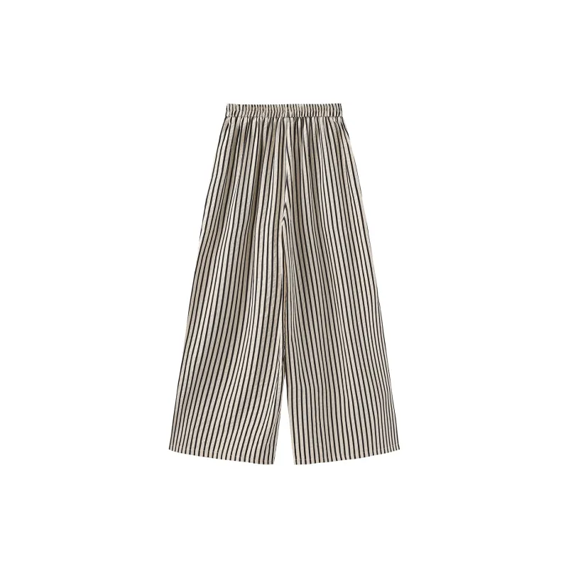 CUBIC Casual Pants Women's Black White Stripes-1