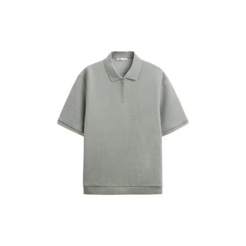 ZARA Polo Shirts Men Dry Green