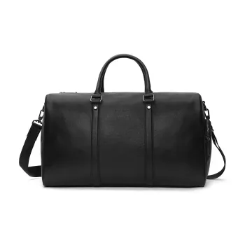 NAVIGARE Top Grain Cow Leather Handbag Travel Bag Luggage Bag Shoulder Bag Gym Bag Large Size Men's Black