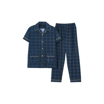 Flowers In Water Pajama Set Men's Gray Blue