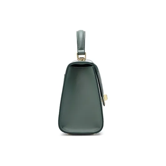 Ancient Yi Xi Cow Leather Vintage Cheongsam Kelly Bag Shoulder Bag Trumpets Women's Spruce Green-3