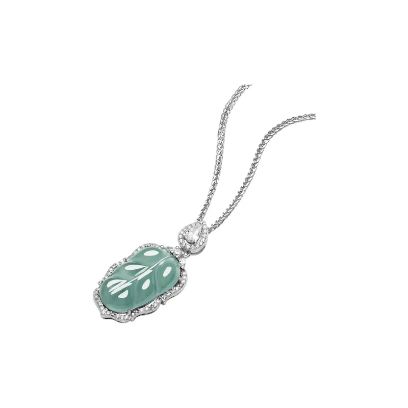 Purple Muli Glutinous Jade Jadeite Leaf Necklace Women's-1