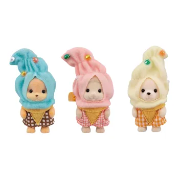 Sylvanian Families Ice Cream Little Cute Caramel Puppy Sheep Baby Teddiursa Dolls Plush Doll Small Size Tall