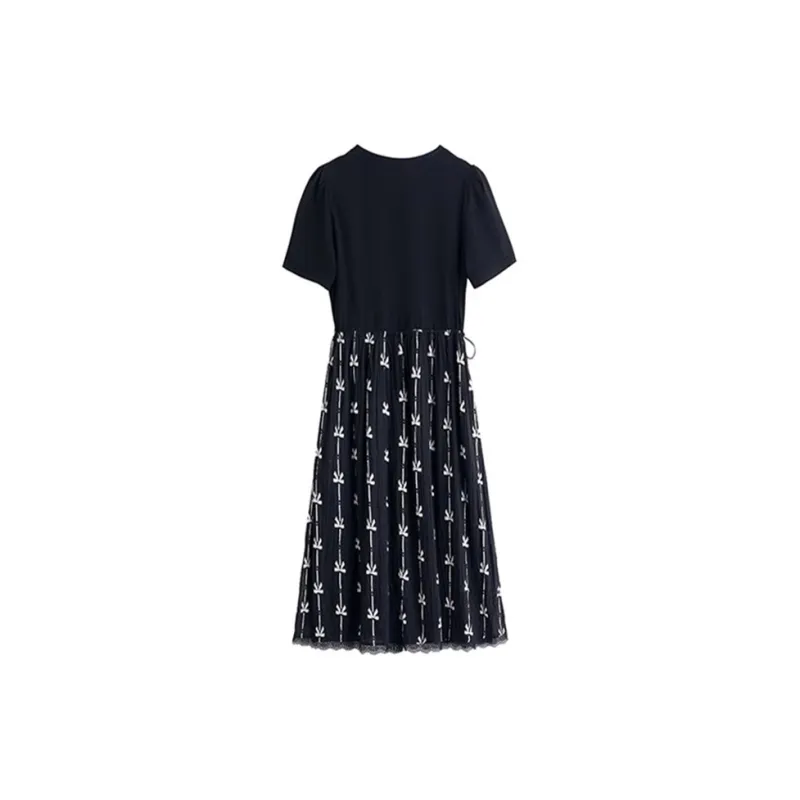 Mapping Short Sleeved Dresses Women's Black-1