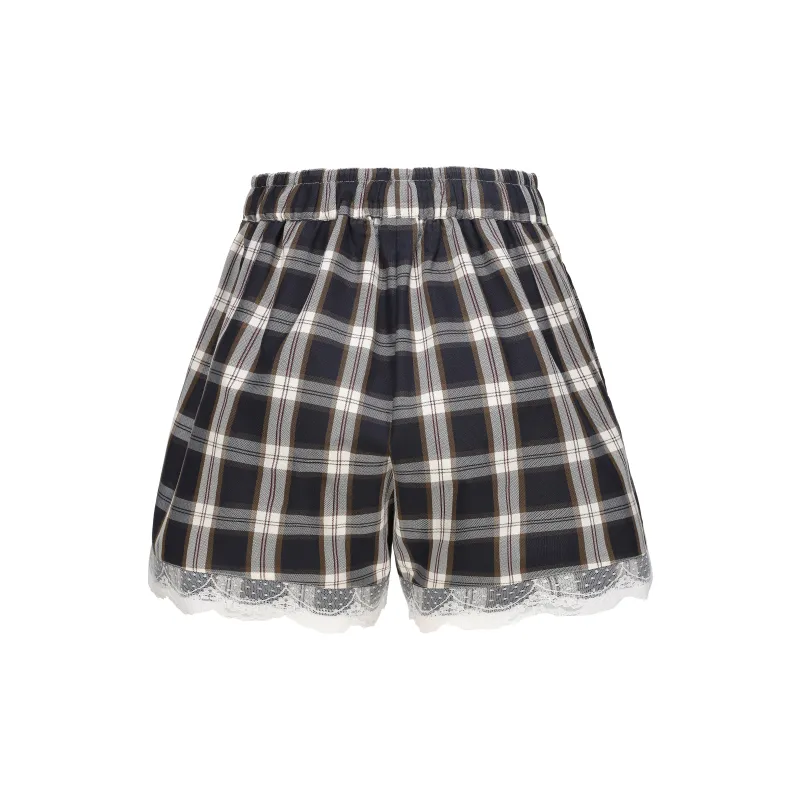 GMETRYART Casual Shorts Women's Navy Blue White-1