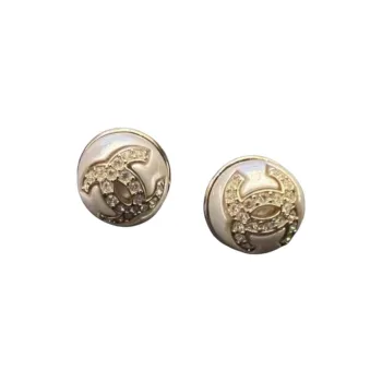 CHANEL Metal Stud Earrings Women's White