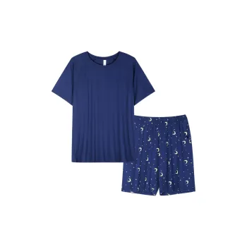 Xuan Liang Pajama Set Men's Deep Sea Blue