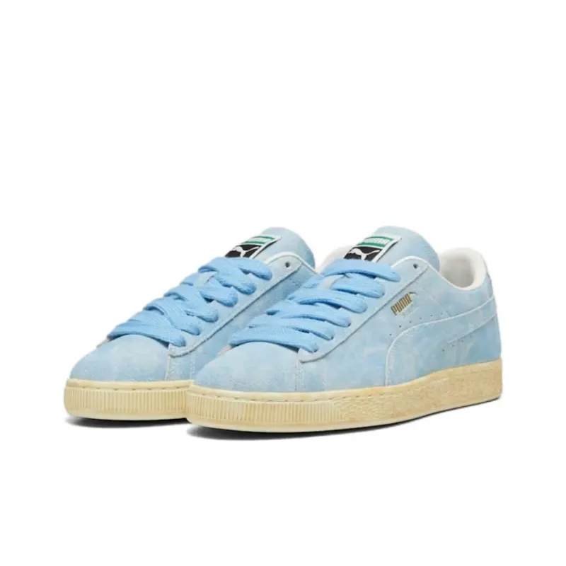 PUMA Suede Anti Slip Wear Resistant Low Top Skateboard Shoes Unisex Blue Yellow-2