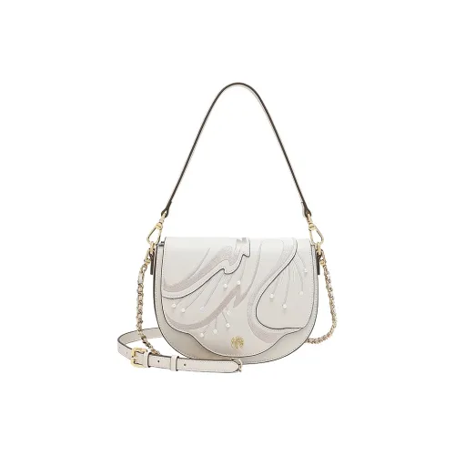 Ancient Yi Xi Cow Leather Niche Design Premium Cheongsam Crossbody Bag, Shoulder Bag Small Size Women's Elegant White