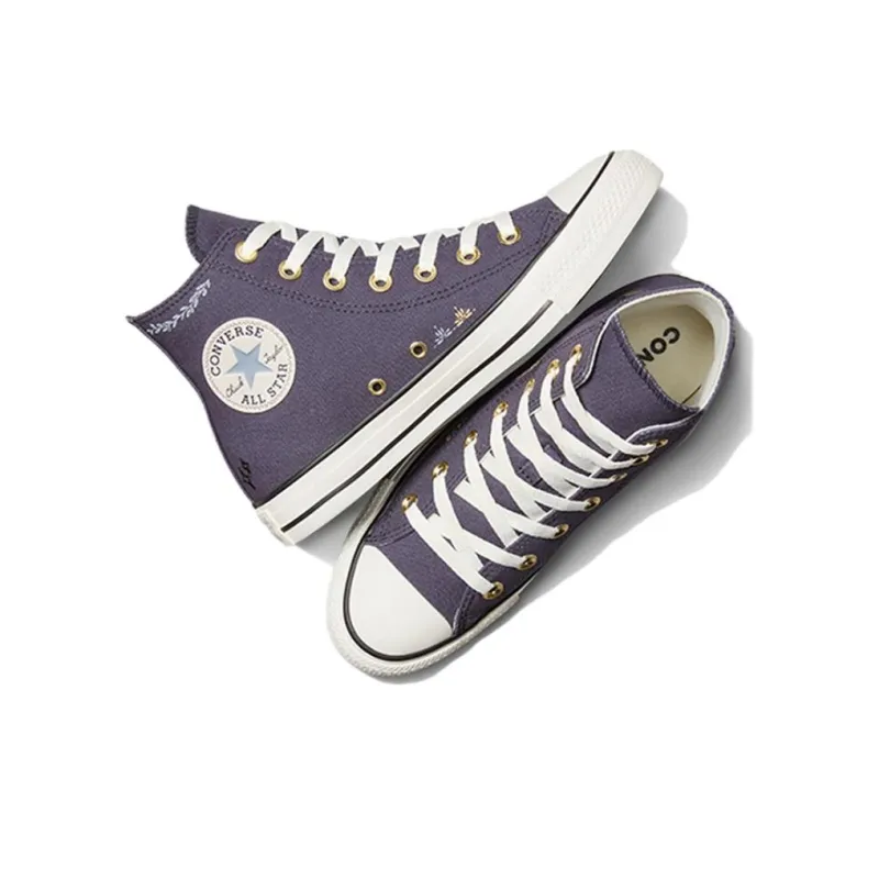 Converse Chuck Taylor All Star Anti Slip Wear Resistant High Top Canvas Shoes Women's Purple White-4