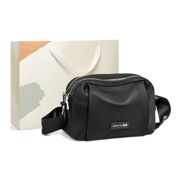 15 MINS Fabric With Synthetic Leather Shoulder Bag Crossbody Bag Small Size Women's Ecru/Midnight Black-4