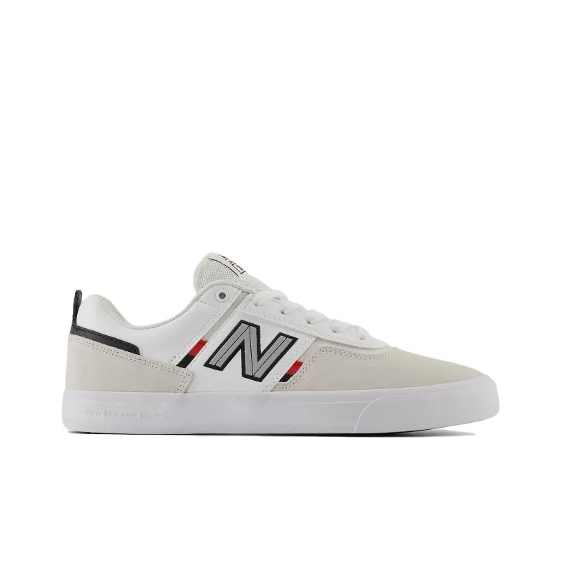 New Balance Anti Slip Wear Resistant Low Top Skateboard Shoes Unisex White Red-1
