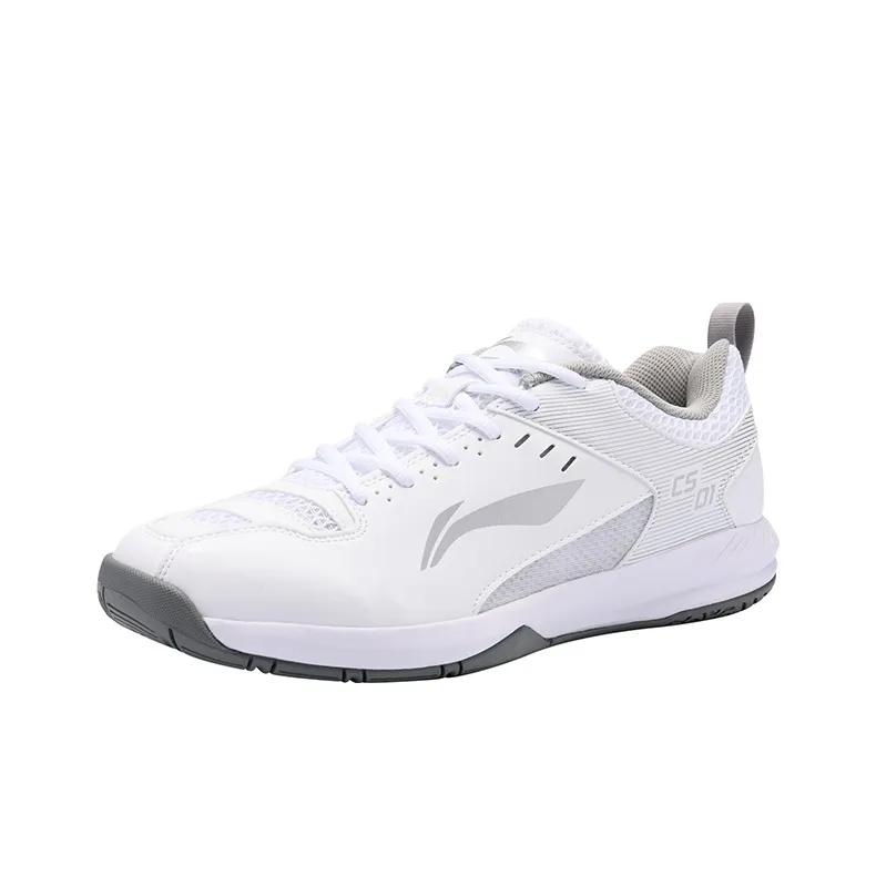 LiNing Feather Cushioning, Abrasion Resistant, Breathable, Lightweight Low Top Badminton Shoes Unisex White Silver-1
