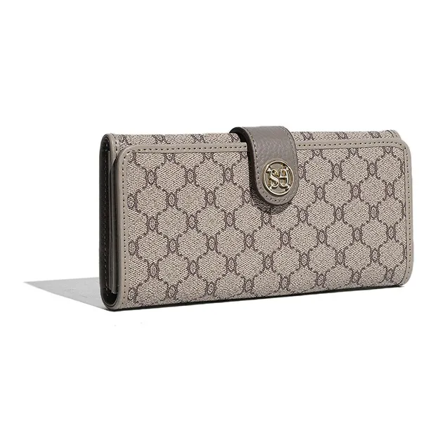 DOSRFINI PVC Multiple Card Slots Long Clutch Wallet Women's Apricot/Black Green/Brown-1