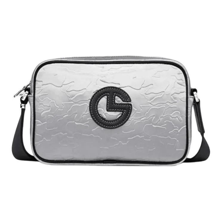 GOLDLION Fabric Cow Leather Patchwork Crossbody Bag Shoulder Bag Medium Size Men's Black/Gray-6
