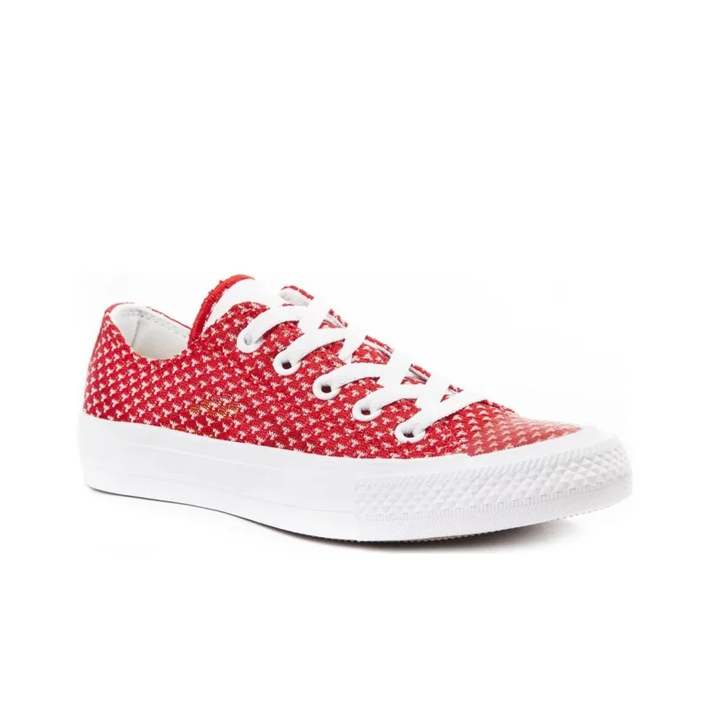 Converse Chuck Taylor All Star Anti Slip Wear Resistant Low Top Canvas Shoes Unisex Red White-2