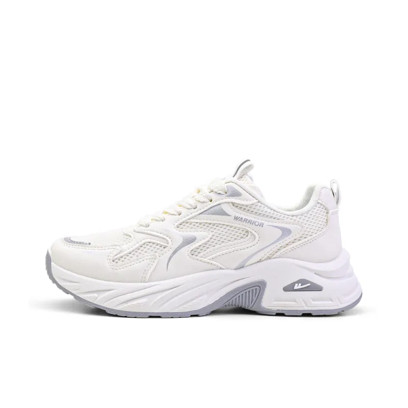 Warrior Slip Resistant, Abrasion Resistant, Breathable, Lightweight Low Top Chunky Sneakers Women's Beige Gray-0