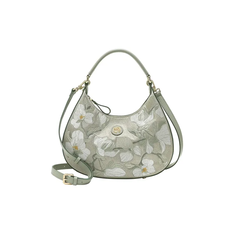 Ancient Yi Xi Cow Leather Shoulder Bag, Handbag Regular Women's Willow Sprout Green-0