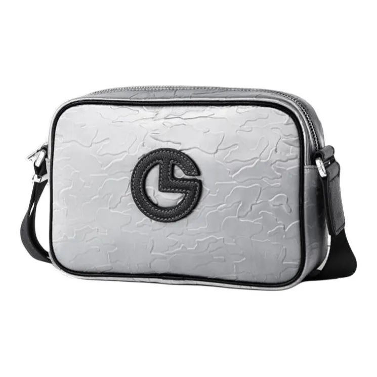 GOLDLION Fabric Cow Leather Patchwork Crossbody Bag Shoulder Bag Medium Size Men's Black/Gray-7