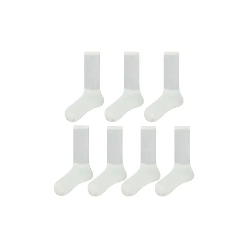 Evening Classroom Mid Calf Socks Women's 7 Pack Milk White