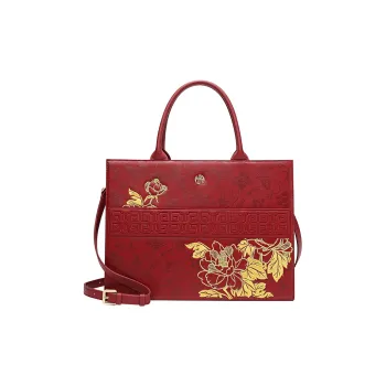 Ancient Yi Xi Cow Leather Cheongsam Handbag Shoulder Bag Crossbody Bag Women's Rogue Red
