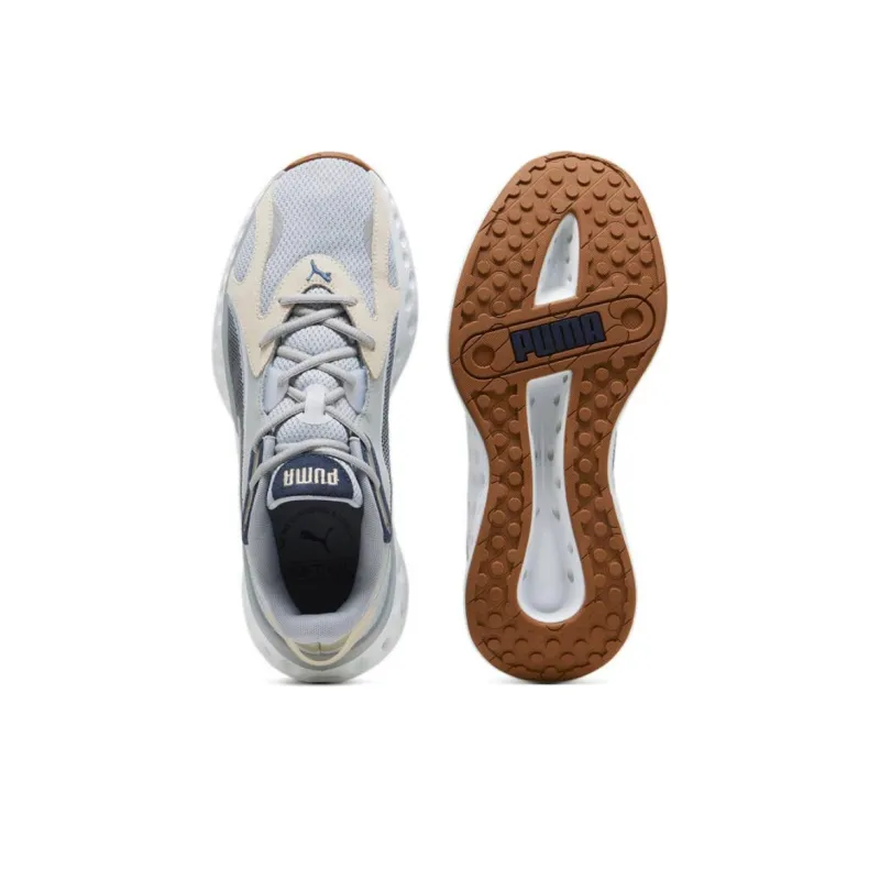 PUMA Softride Slip-Resistant Breathable Cushioning Low-Top Running Shoes Unisex Gray White-4