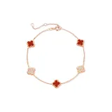 S925 Silver Rose Gold-Tone Plated Four-Leaf Clover Bracelet