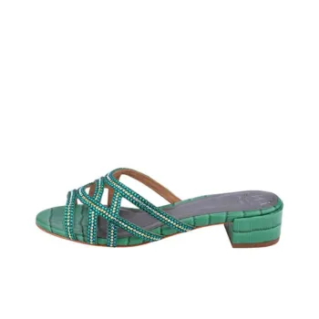 NICOLI Slide Slippers 4cm Women's Green