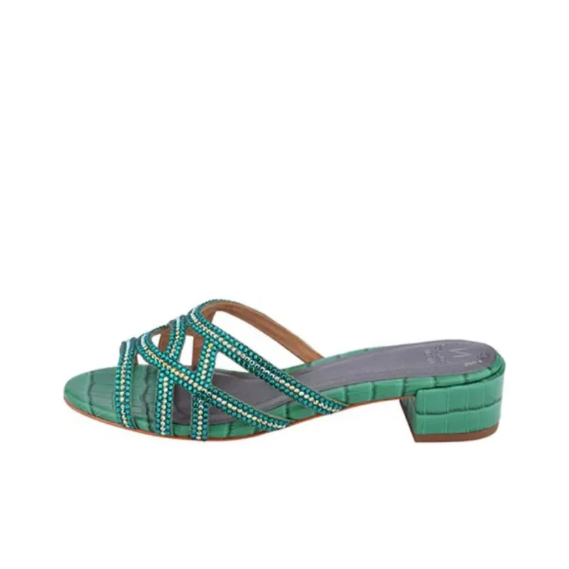 NICOLI Slide Slippers 4cm Women's Green-0