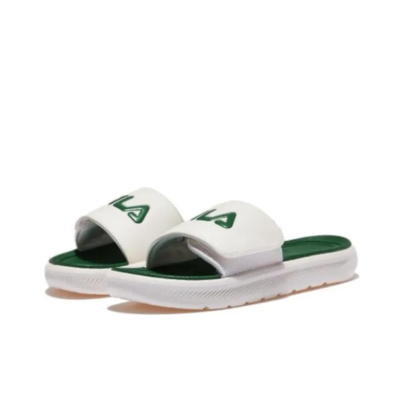 FILA Rubber Sole Slide Slippers Unisex White Green-2