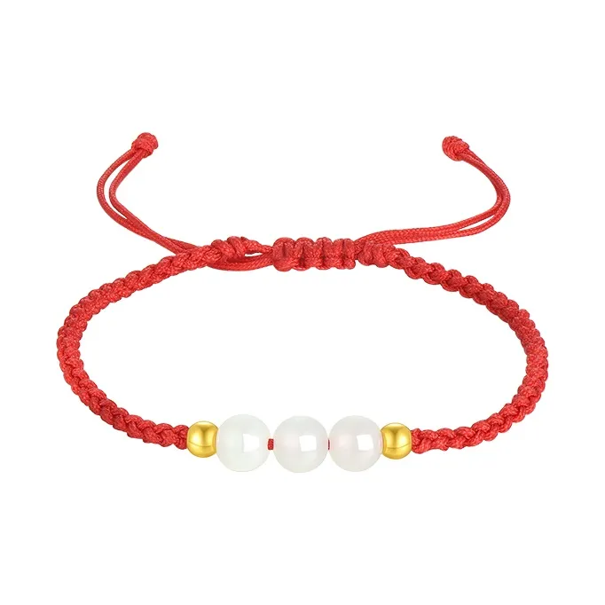 CHOW TAI SENG Chalcedony Braided String Bracelet Unisex-5