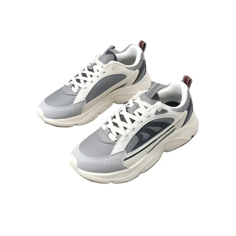 XTEP Anti-Slip Wear-Resistant Low-Top Casual Running Shoes Men's Gray White-2