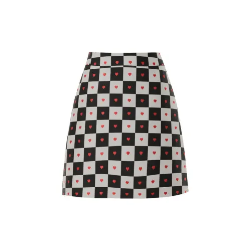 DPLAY Casual Short Skirts Women's Checkered Heart