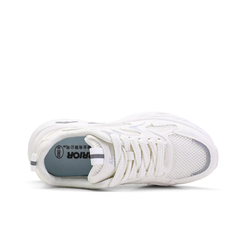 Warrior Slip Resistant, Abrasion Resistant, Breathable, Lightweight Low Top Chunky Sneakers Women's Beige Gray-3