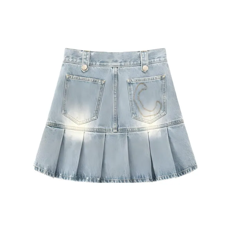 CHUU Casual Short Skirts Women's Denim Blue-1