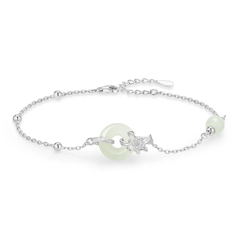 ZSY Bracelets Pale Greenish White Jade Women's-45