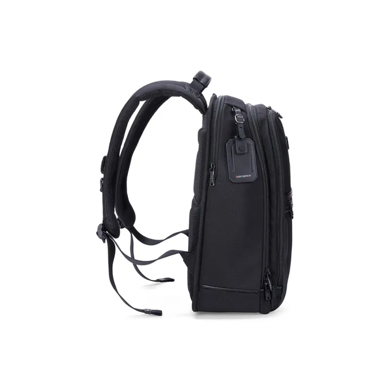 HORSEMEN Elastic Nylon Fabric Backpack Laptop Bag Large Size Men's Black-1