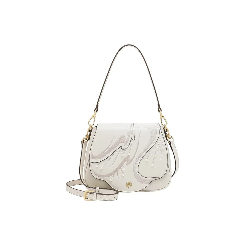 Ancient Yi Xi Cow Leather Cheongsam Shoulder Bag, Crossbody Bag Women's Elegant White-0